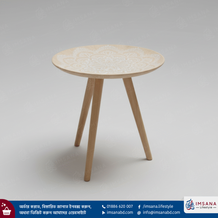 Nordic Handcrafted Round Wooden Accent Table, Coffee Table Big